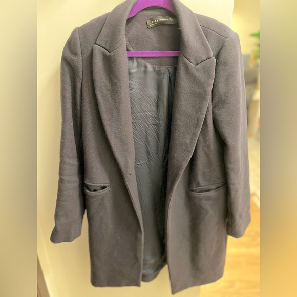 Zara Navy Coat Size M - Picture 1 of 2
